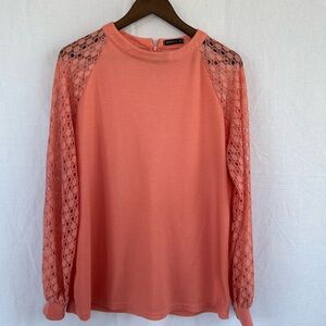 Women's Coral Lace Sleeve Top by Miholl, Size XXL Spring, Flowy